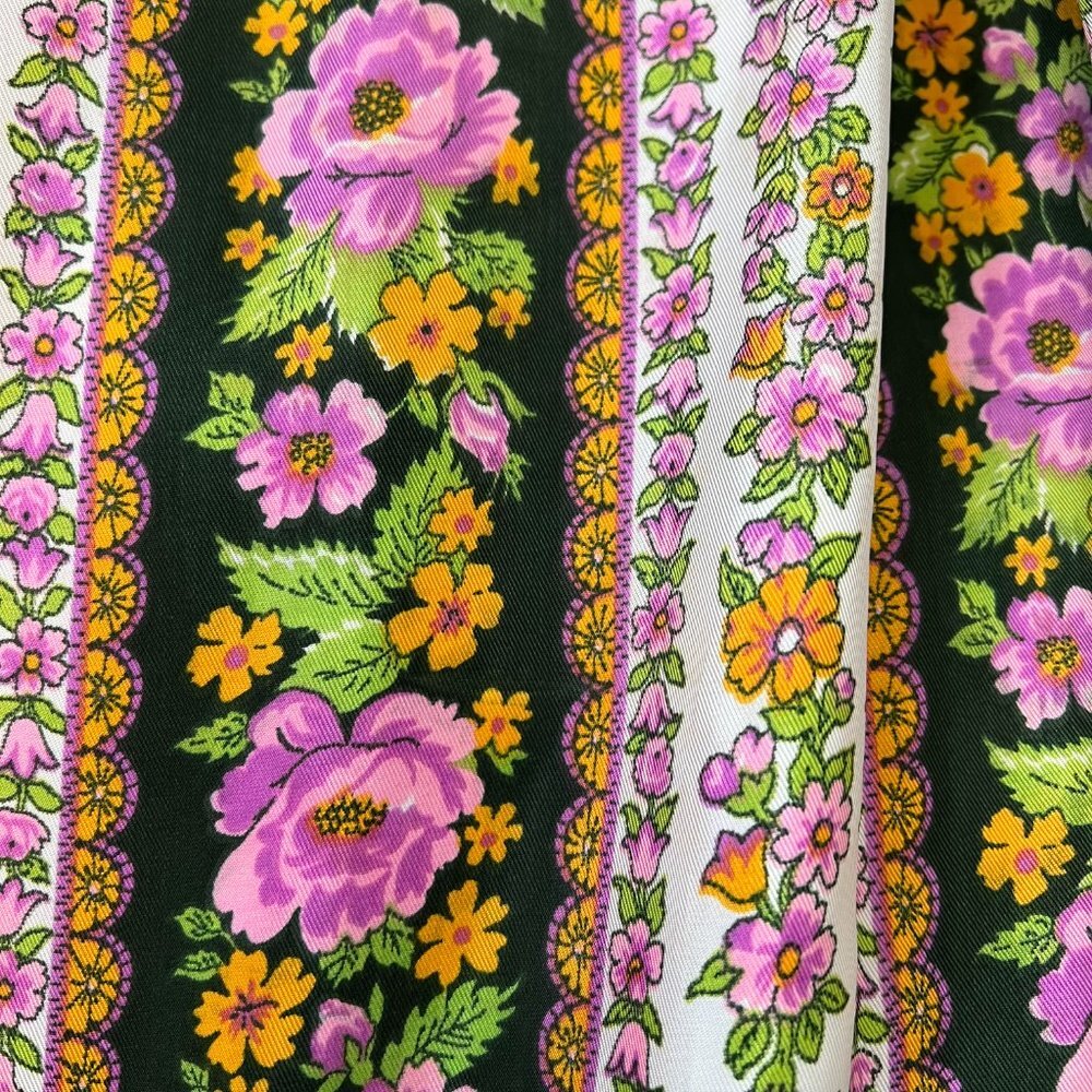Vintage 70s Velvet Floral Cottage Prairie Peasant Maxi Dress Sz S - Picture 4 of 14